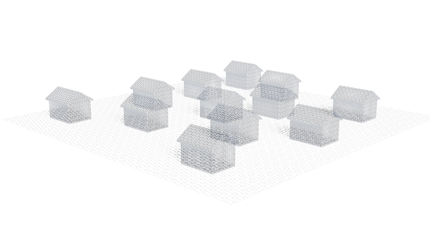 group of houses made up of data